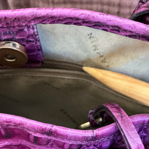Brahmin Mini Tote Crocodile-Embossed Purple Tote - Picture 8 of 8